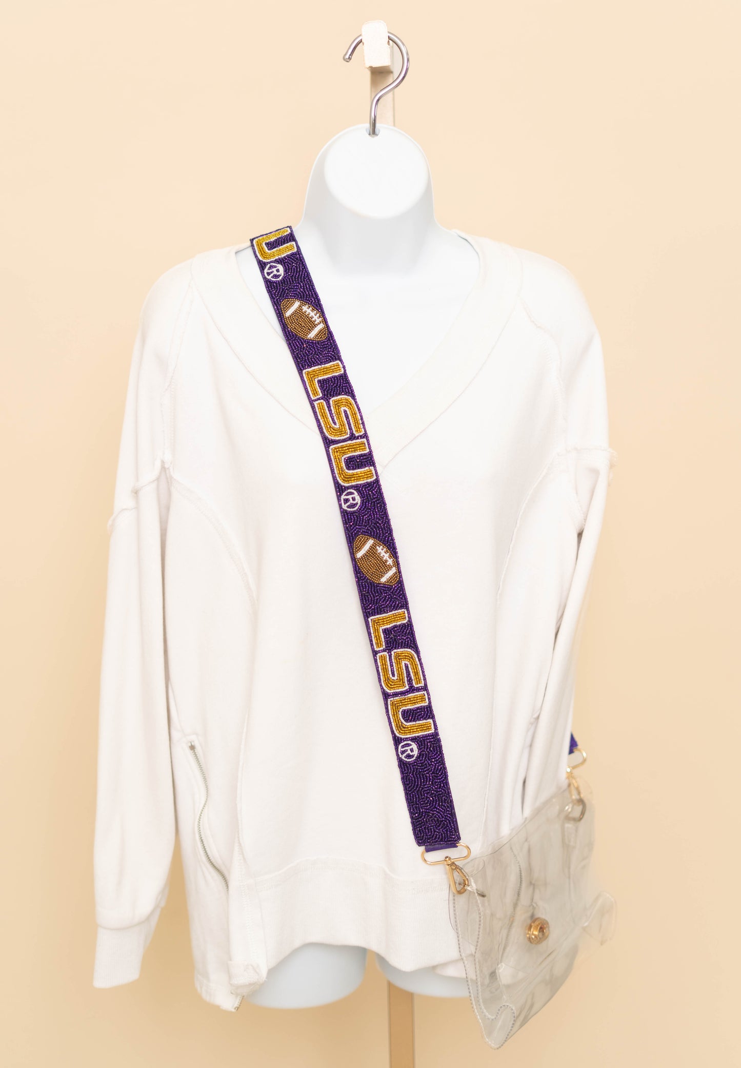 **PRE-ORDER ONLY** Wholesale | LSU Football (Licensed) | Custom Beaded Purse Strap (Purple)