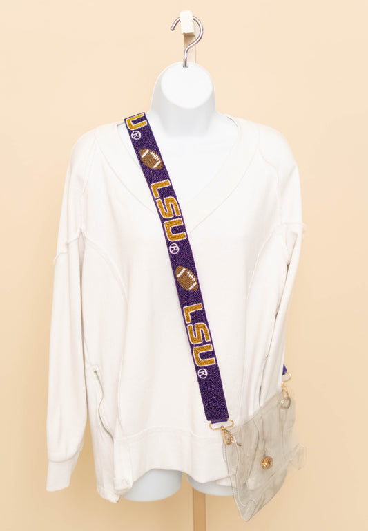 **PRE-ORDER ONLY** Wholesale | LSU Football (Licensed) | Custom Beaded Purse Strap (Purple)