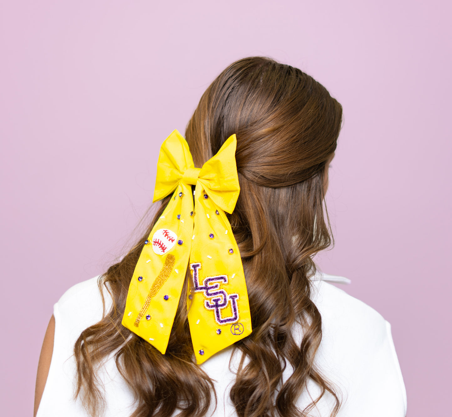 LSU Baseball (Licensed) | Beaded Hair Bow (Yellow)
