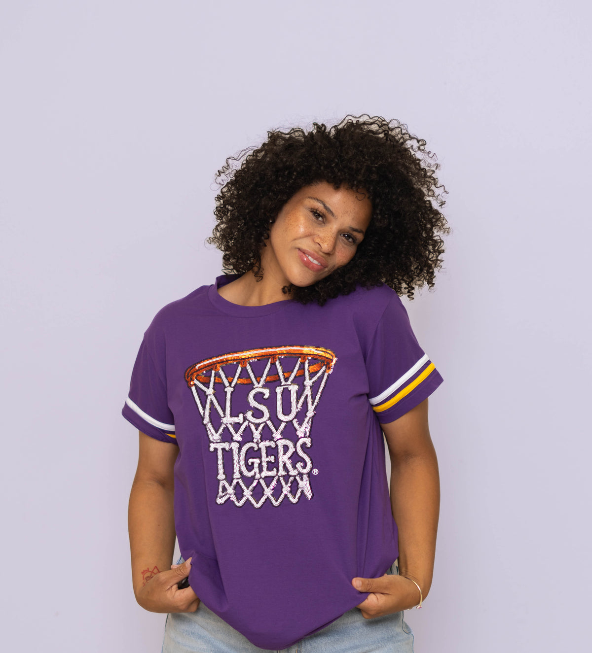 **PRE-ORDER ONLY** Wholesale | LSU Basketball Net (Licensed) | Women's Sequin Design (Purple)
