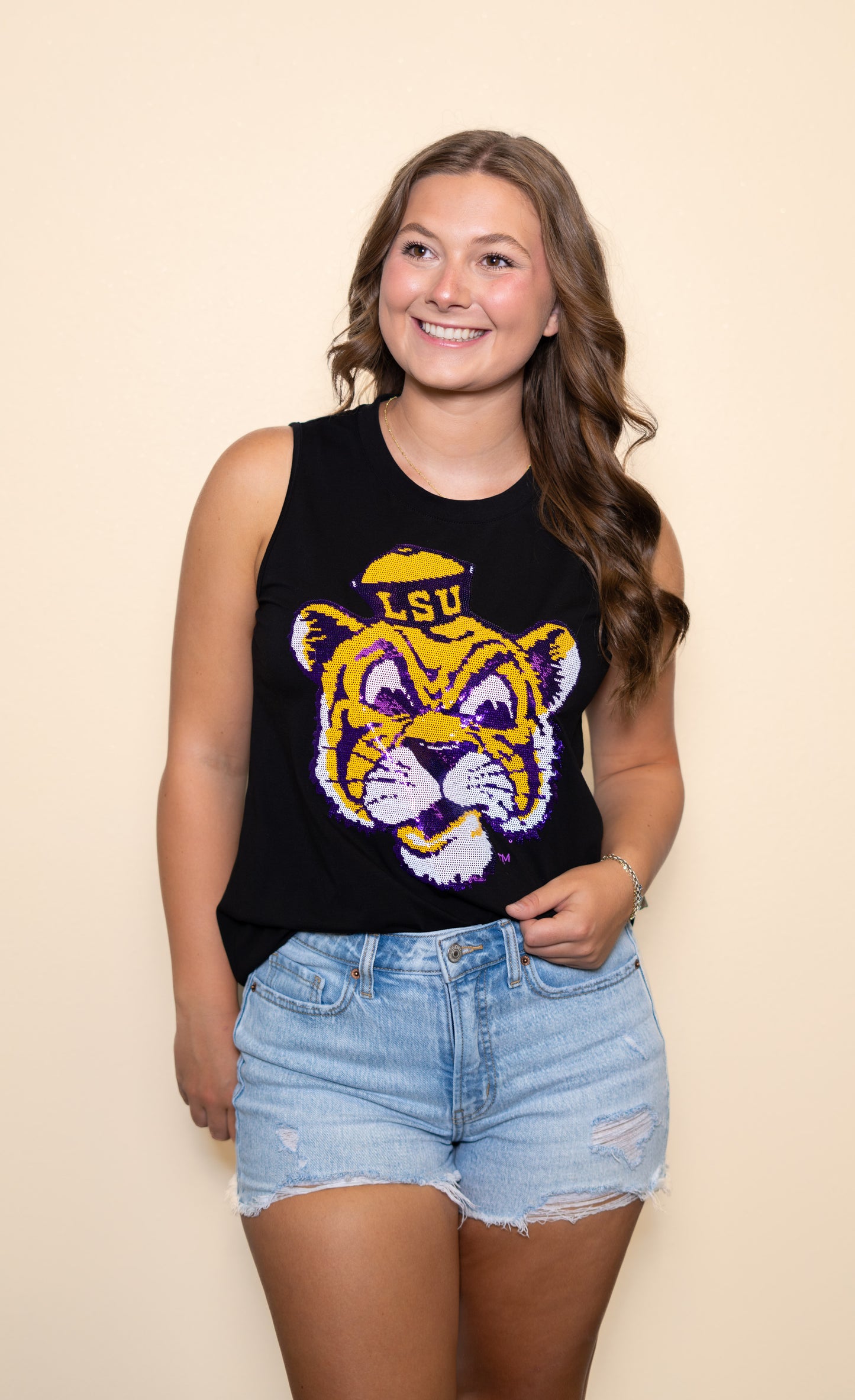 **PRE-ORDER ONLY** Wholesale | LSU Vintage Tiger (Licensed) | Women's Sequin Design (Black)