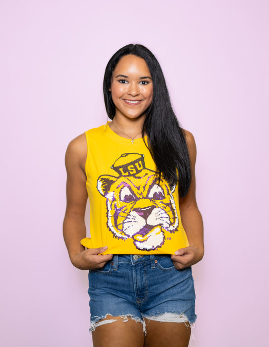 Wholesale | LSU Vintage Tiger (Licensed) | Women's Sequin Design (Yellow)