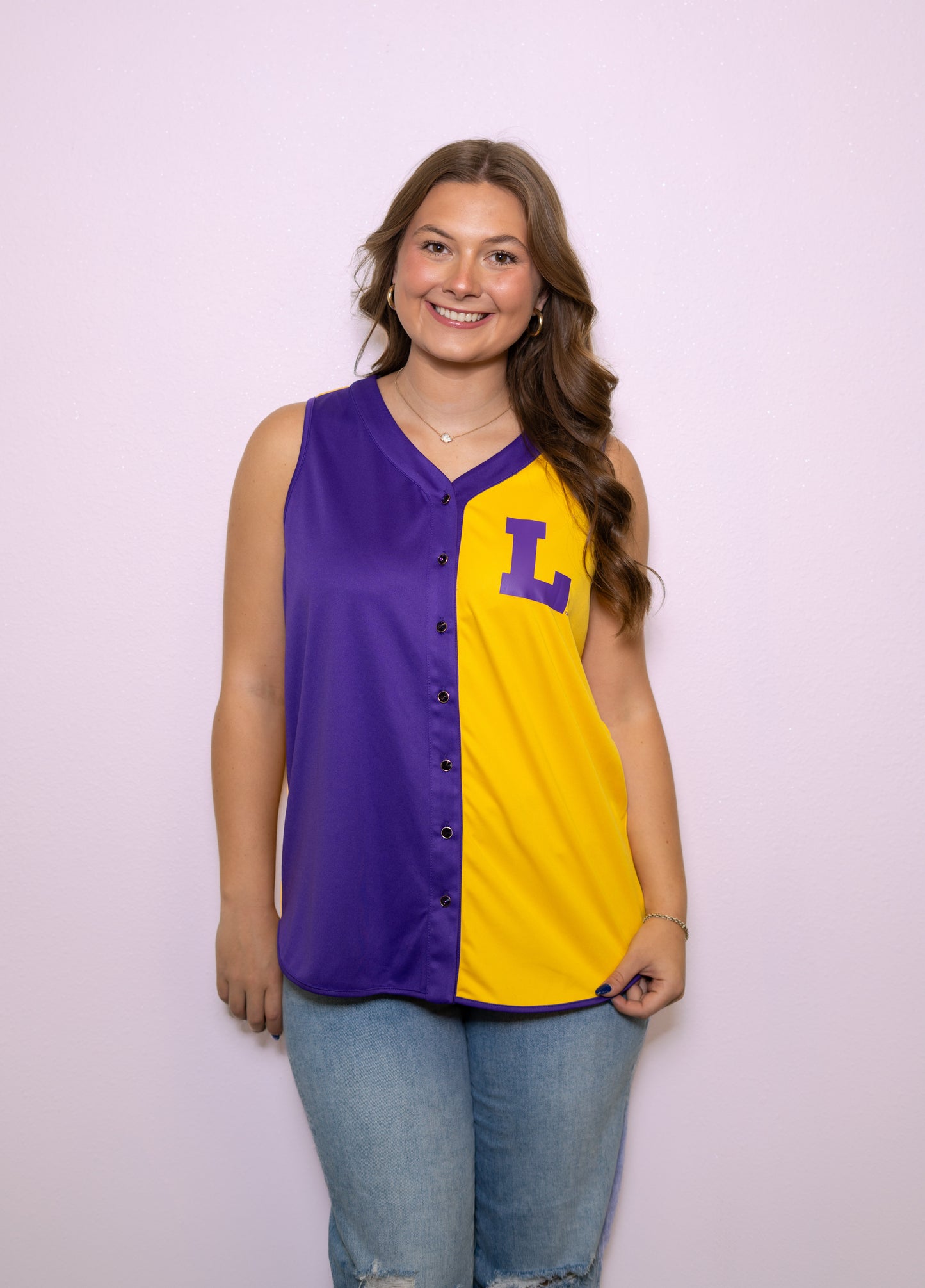 Wholesale | LSU Vintage (Licensed) | 2-Tone Baseball Jersey (Purple/Gold)