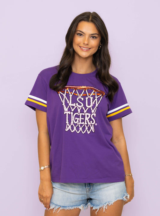 **PRE-ORDER ONLY** Wholesale | LSU Basketball Net (Licensed) | Women's Sequin Design (Purple)