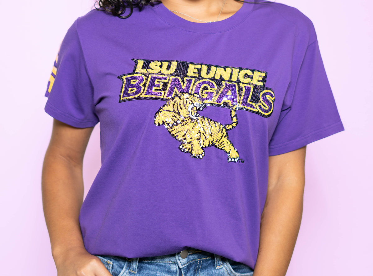 LSUE (Licensed) | Women's Sequin Design Tee (Purple)