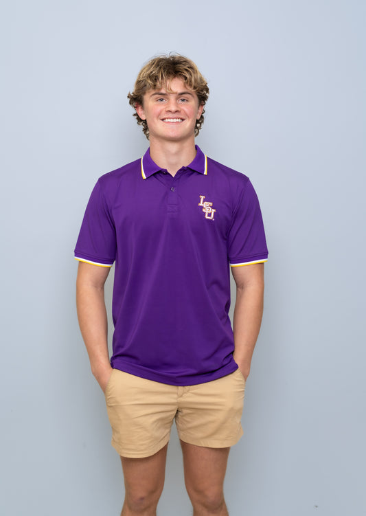 **PRE-ORDER ONLY** LSU Baseball Logo (Licensed) | Men's Polo (Purple)