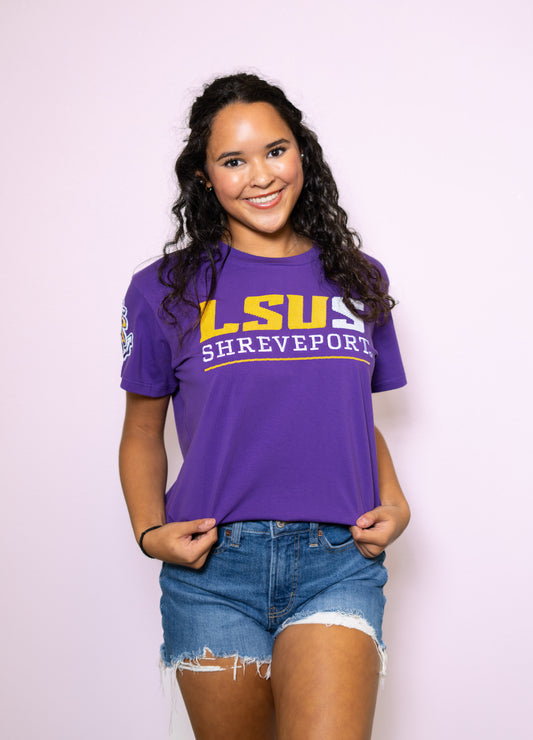 **PRE-ORDER ONLY** LSUS (Licensed) | Women's Sequin Design Tee (Purple)