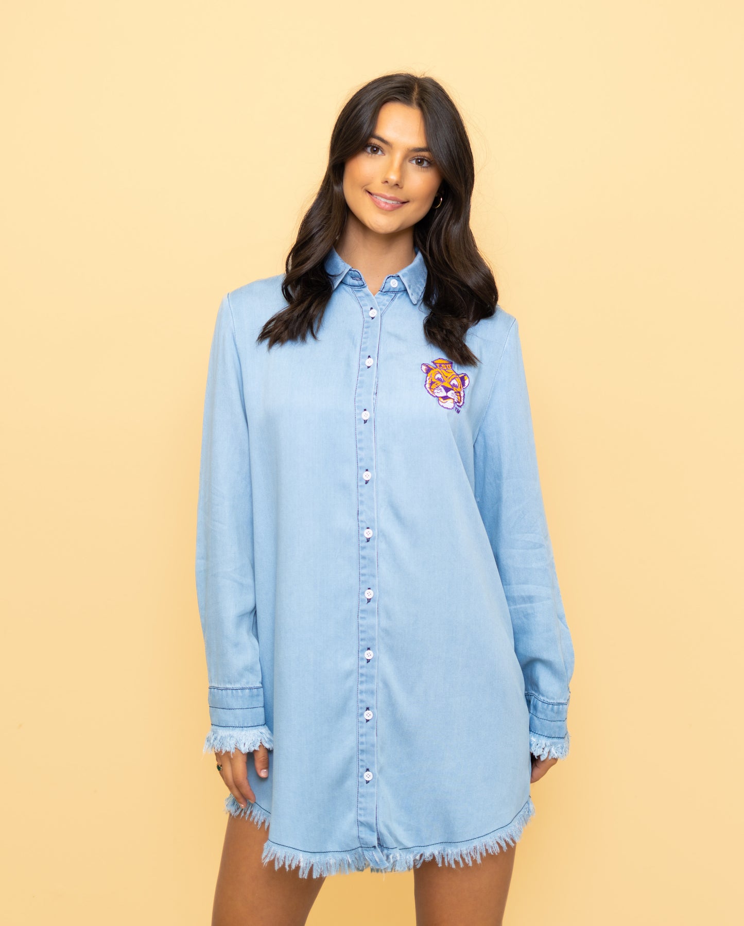 Wholesale | LSU Denim Dress (Licensed) | Women's Embroidery Design (Denim)