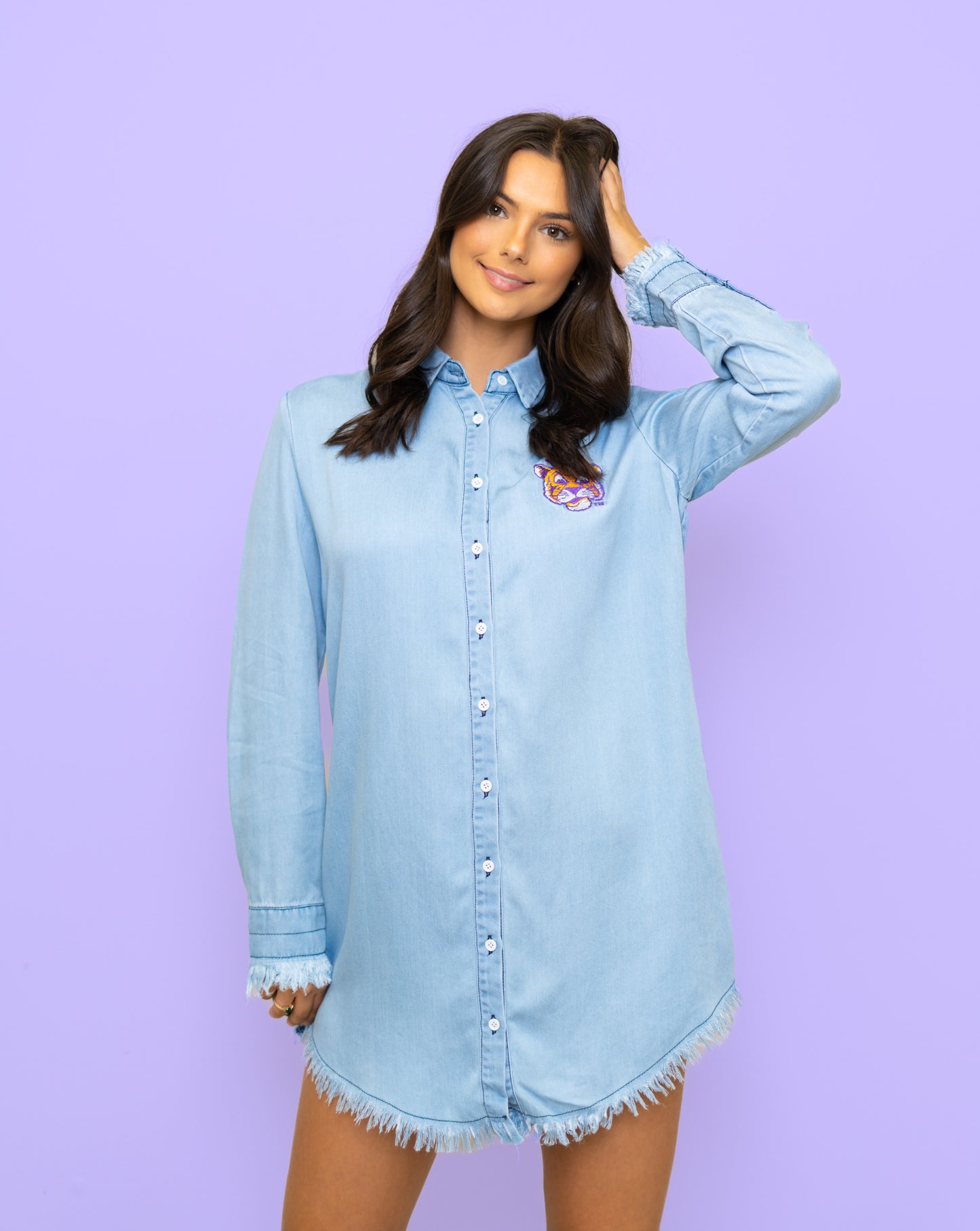 Wholesale | LSU Denim Dress (Licensed) | Women's Embroidery Design (Denim)