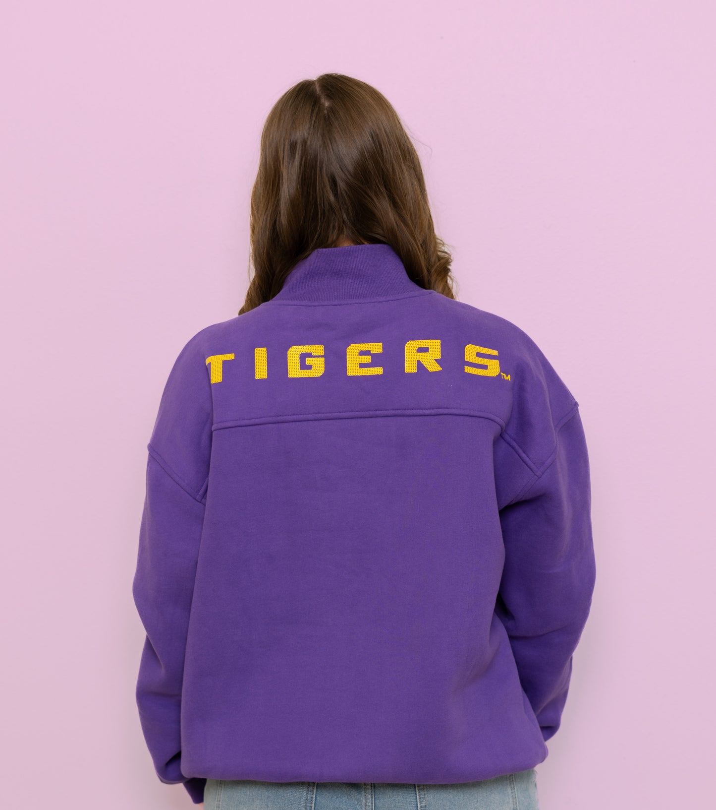 Wholesale | LSU Vintage (Licensed) | Women's Sequin Design Mockneck (Purple)