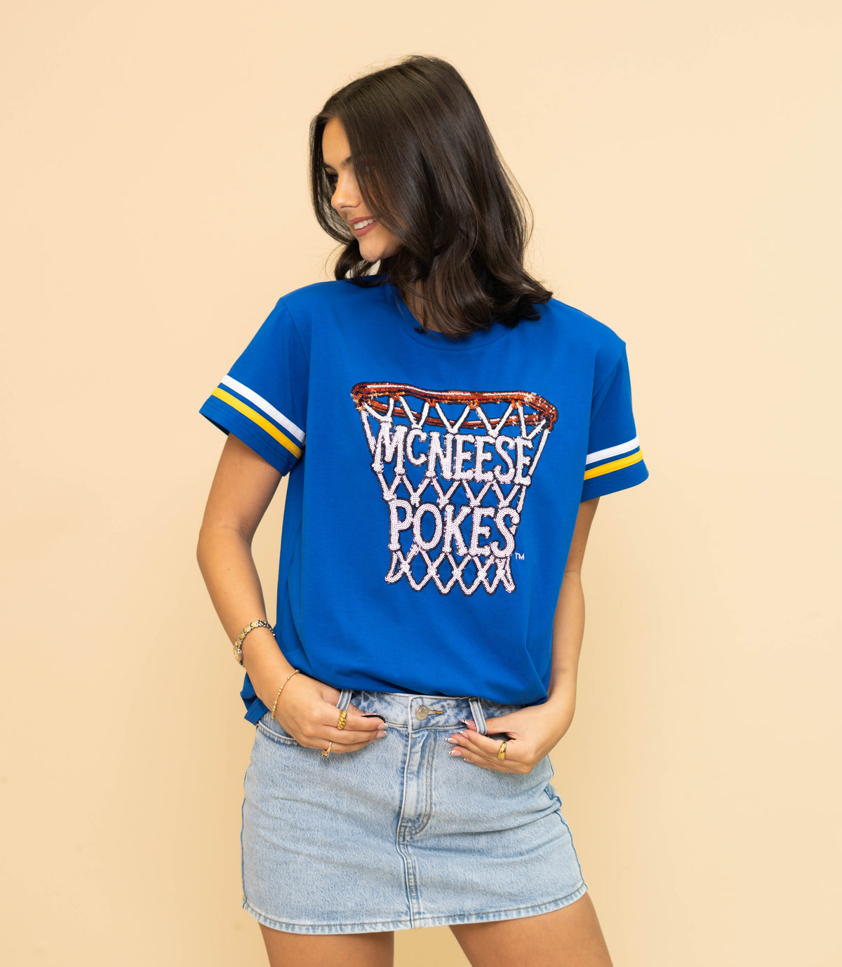 Wholesale | McNeese Basketball Net (Licensed) | Women's Sequin Design (Blue)
