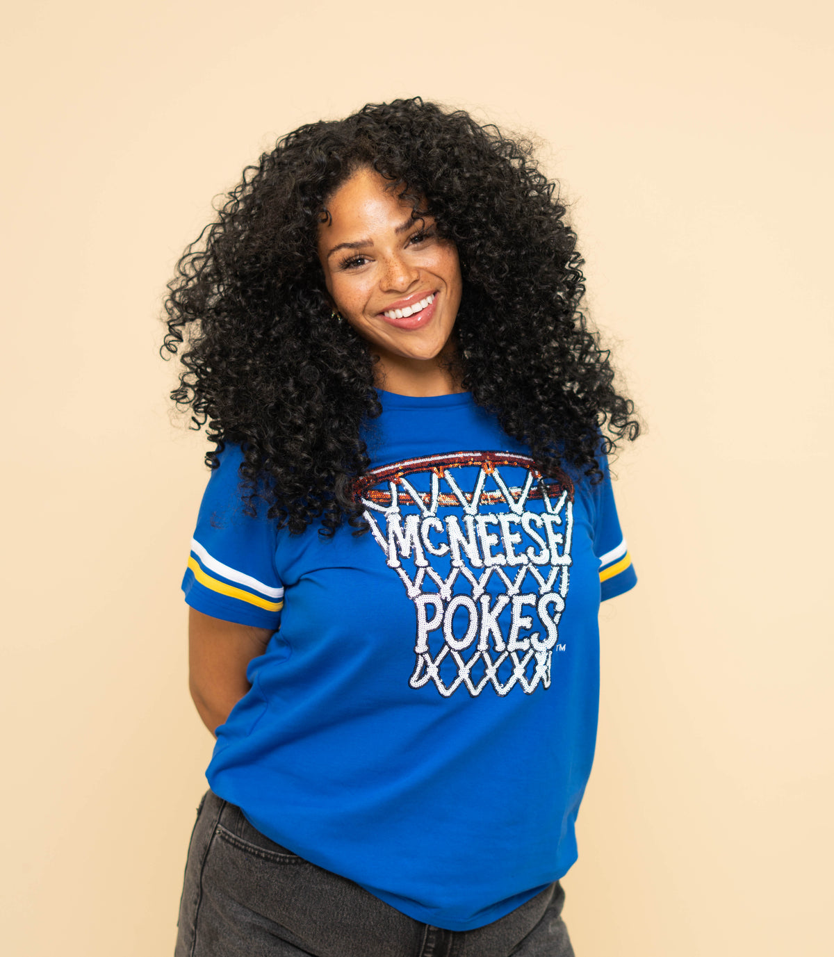 Wholesale | McNeese Basketball Net (Licensed) | Women's Sequin Design (Blue)