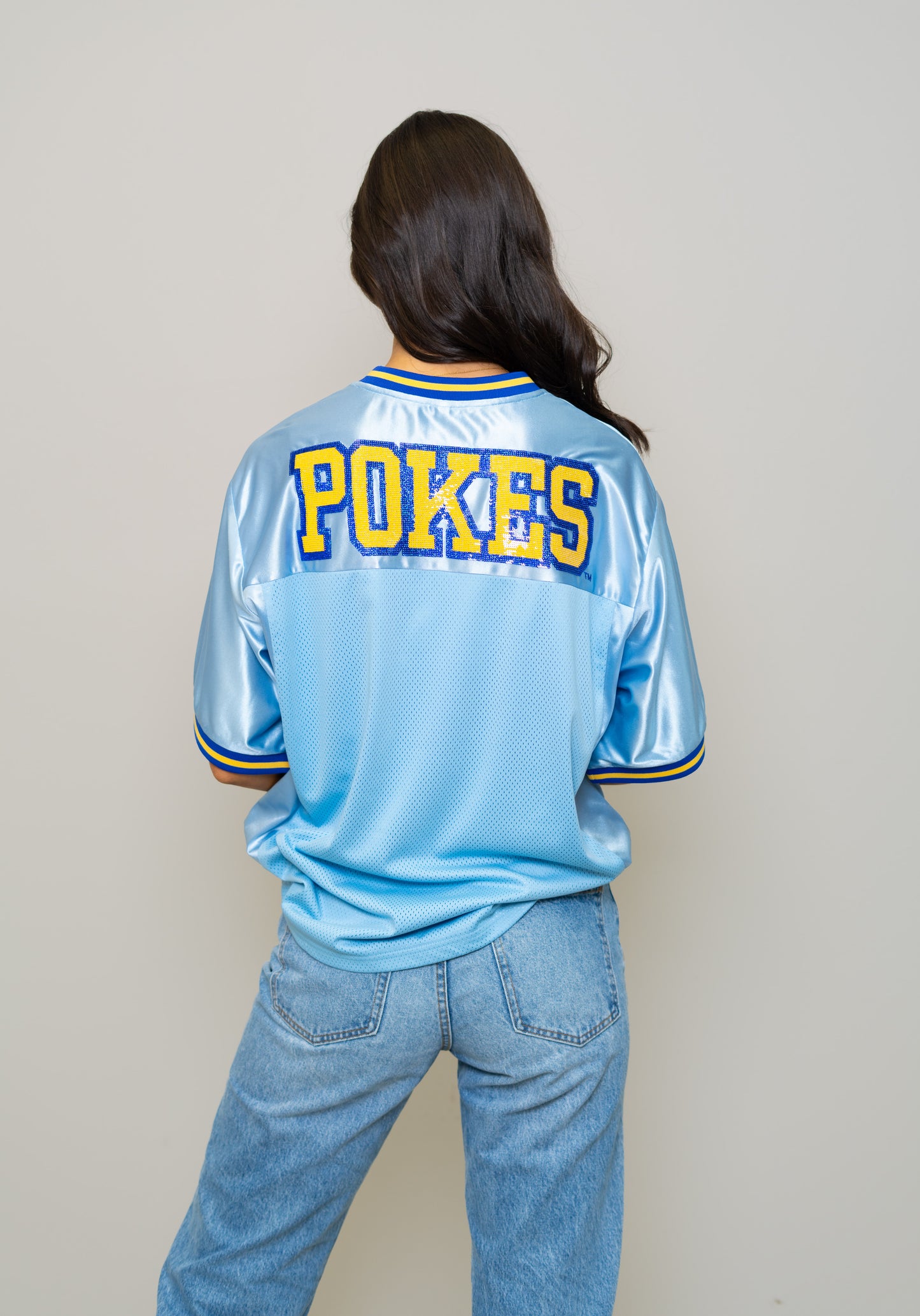 **PRE-ORDER** Wholesale | McNeese Pokes (Licensed) | Women's Sequin Design Football Jersey (Blue)