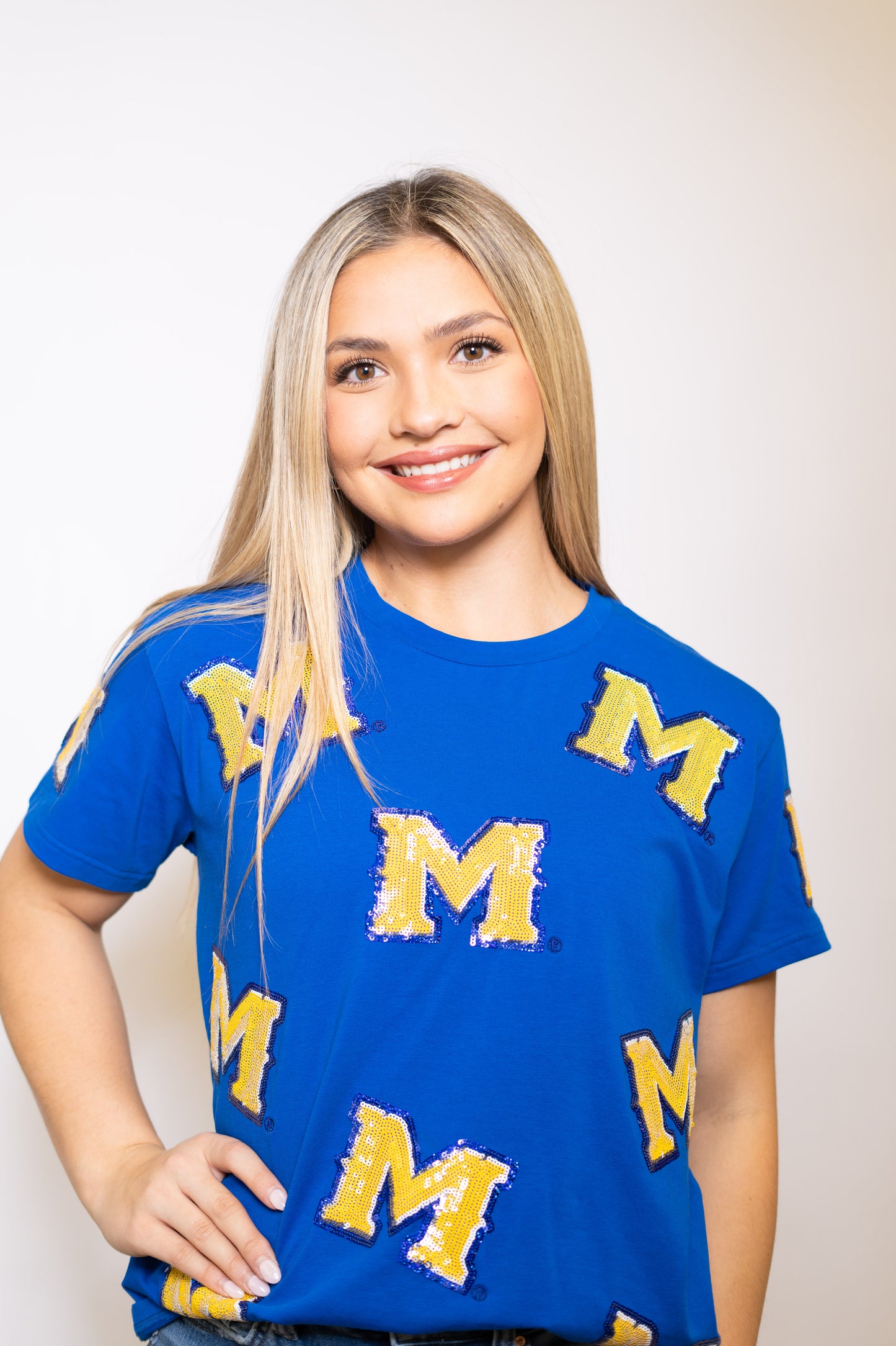 **PRE-ORDER ONLY** Wholesale | Scattered McNeese Logo (Licensed) | Women's Sequin Design (Blue)