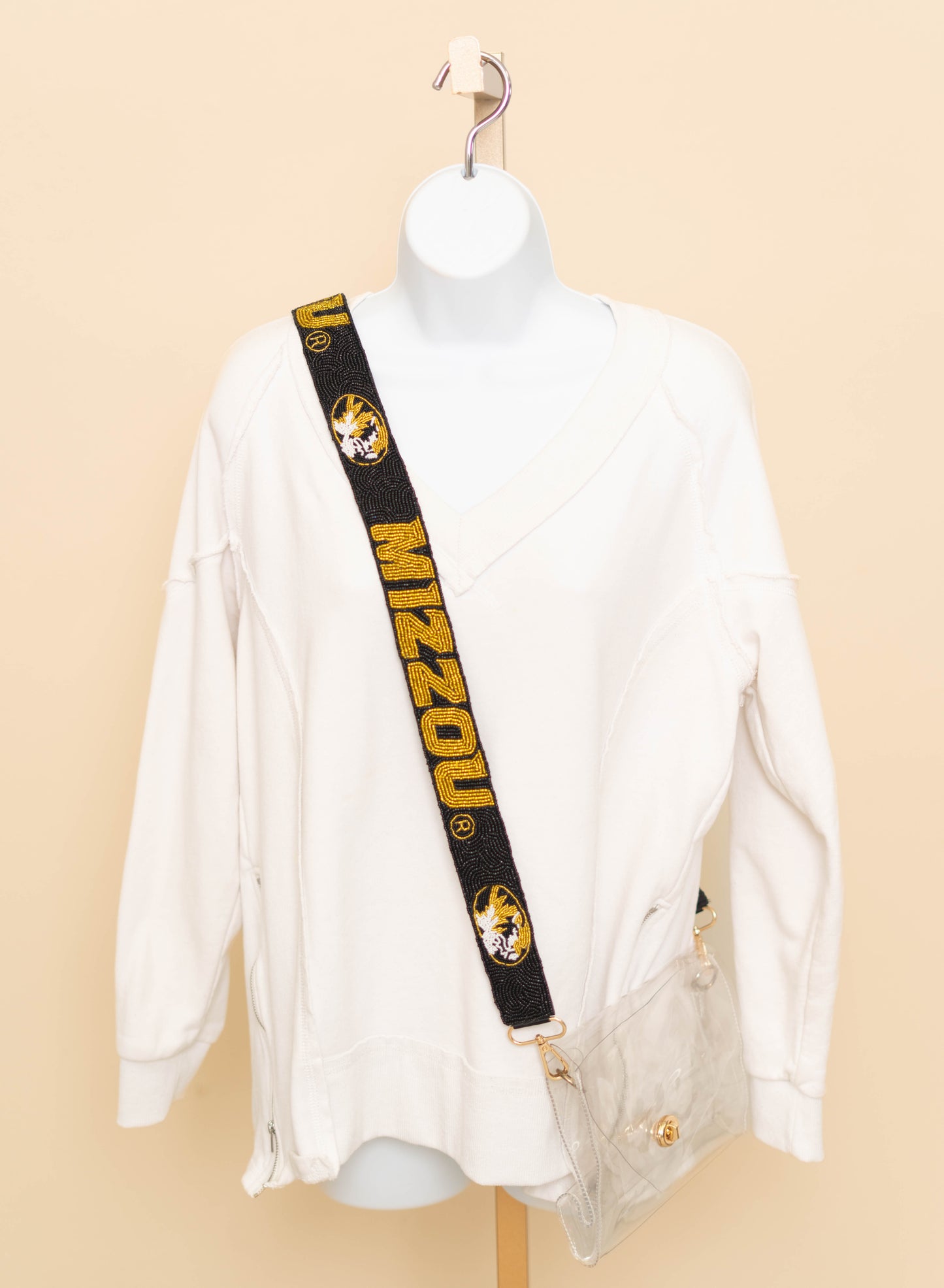 **PRE-ORDER ONLY** Wholesale | Mizzou (Licensed) | Custom Beaded Purse Strap (Black)