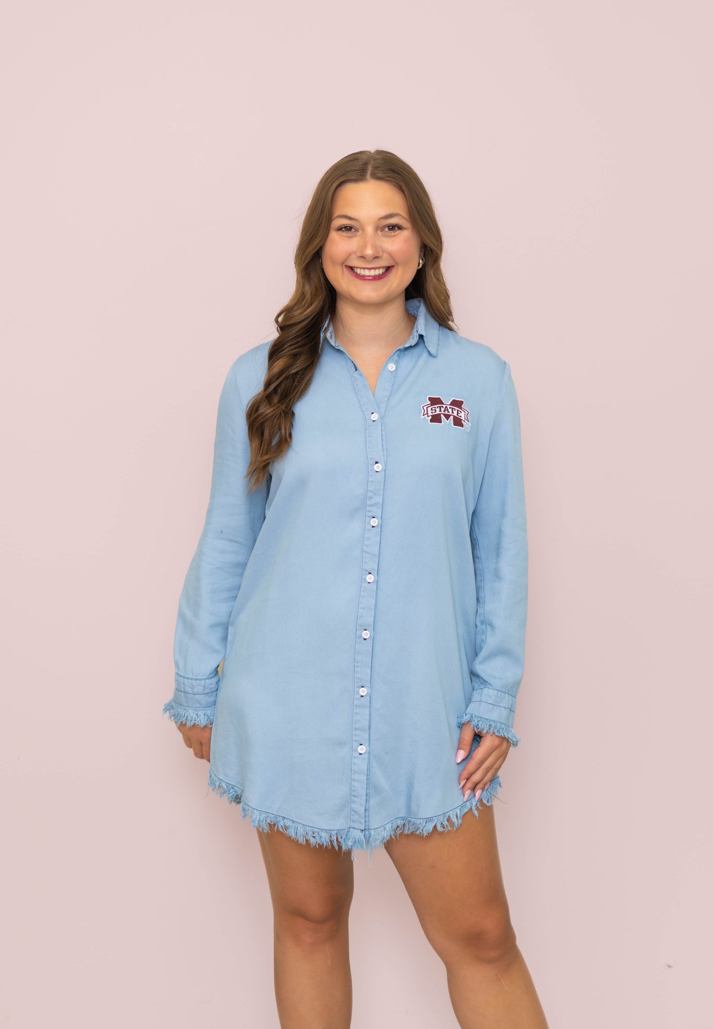 Mississippi State (LICENSED) | Women's Embroidery Design Dress (Denim)