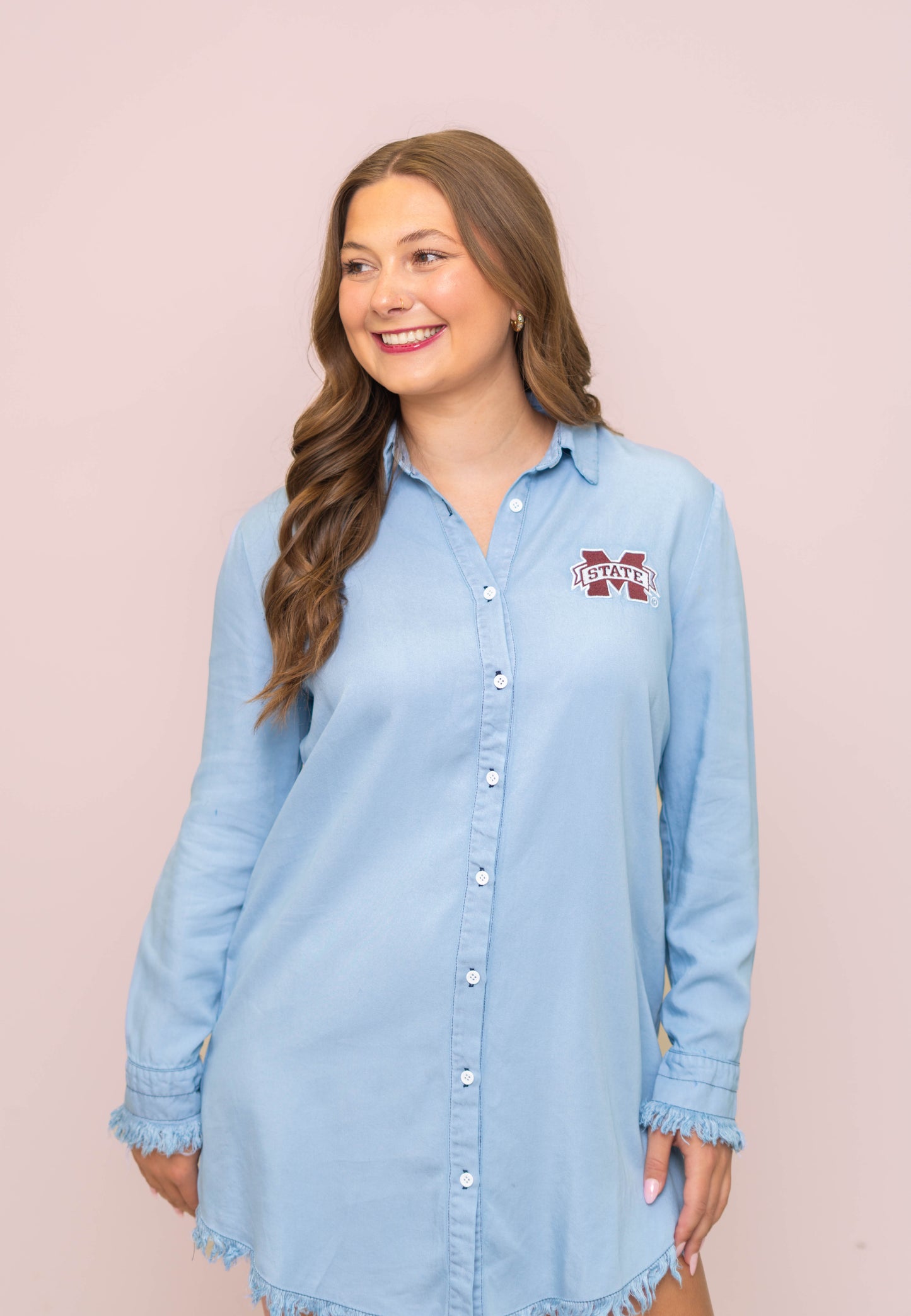 Mississippi State (LICENSED) | Women's Embroidery Design Dress (Denim)