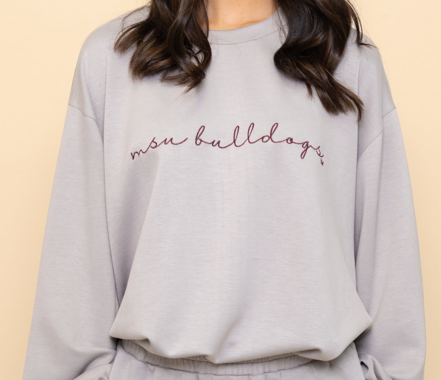 Mississippi State "MSU Bulldogs" (Licensed) | Women's Buttery Soft Pullover (Gray)