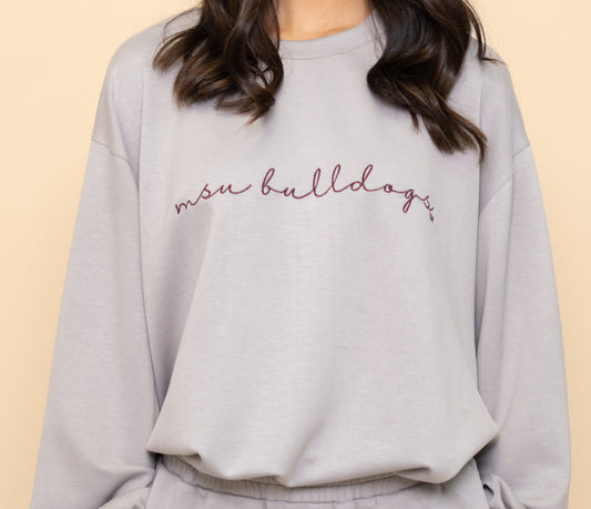 Mississippi State "MSU Bulldogs" (Licensed) | Women's Buttery Soft Pullover (Gray)
