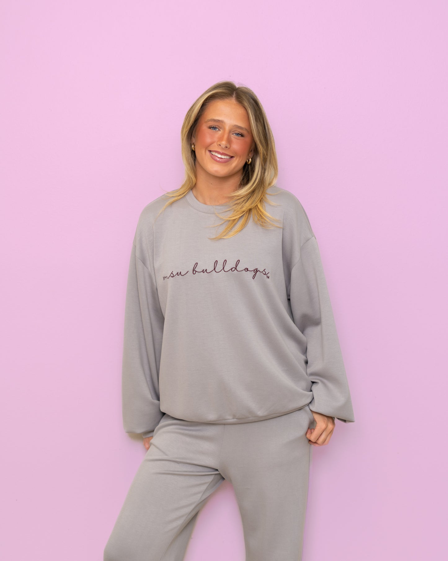 Mississippi State "MSU Bulldogs" (Licensed) | Women's Buttery Soft Pullover (Gray)