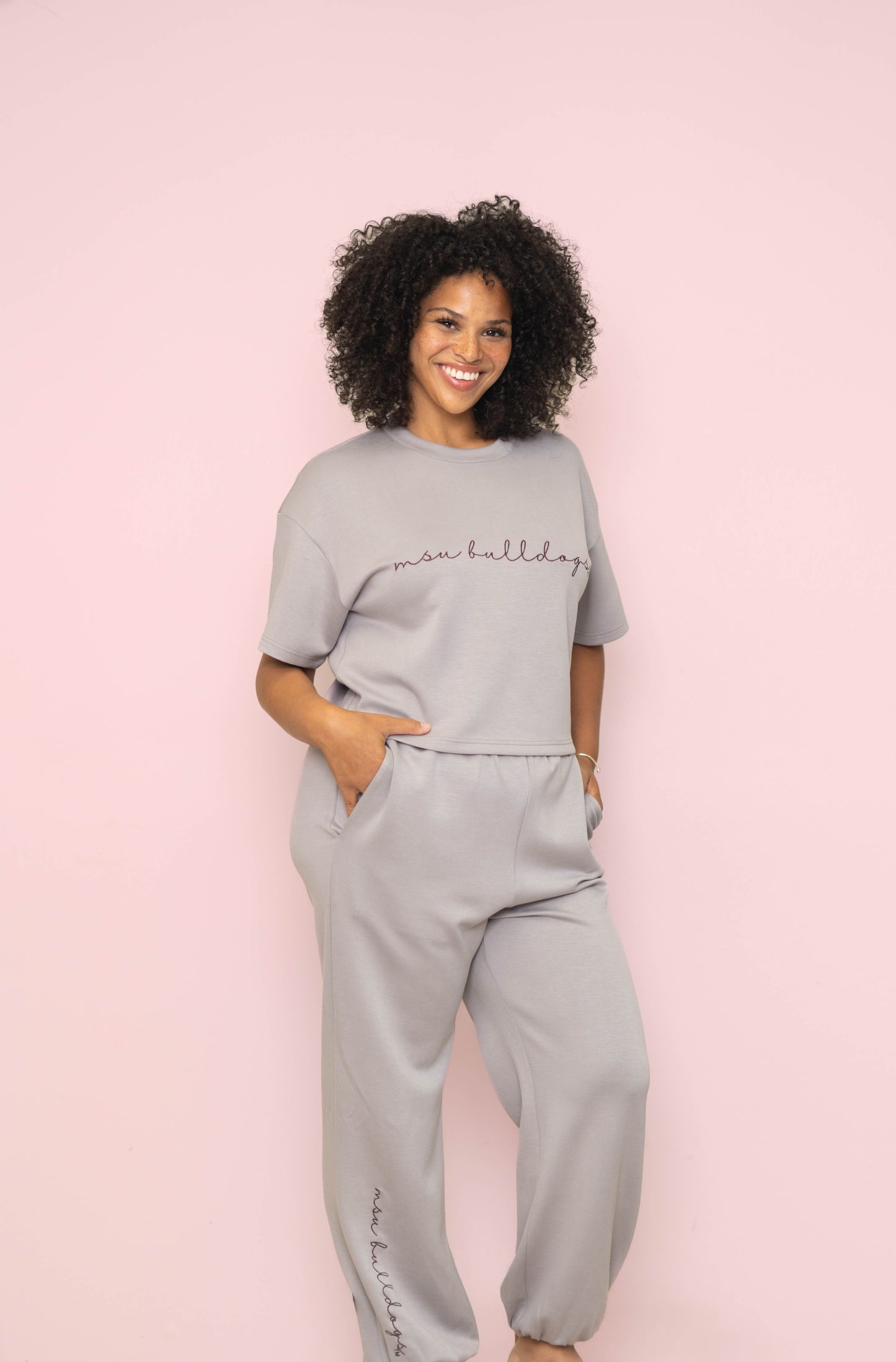 Wholesale | Mississippi State "MSU Bulldogs" (Licensed) | Women's Buttery Soft Joggers (Gray)
