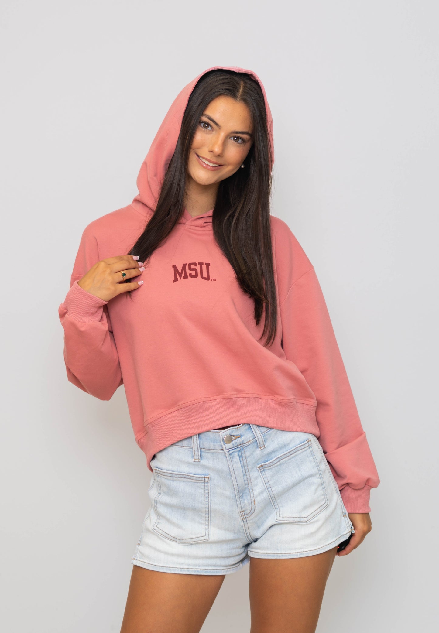 Wholesale | Mississippi State (LICENSED) | Women's Cropped Hoodie (Pink)