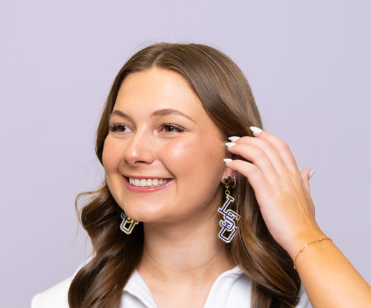 LSU (Licensed) Baseball Logo | Women's Dangle Earrings