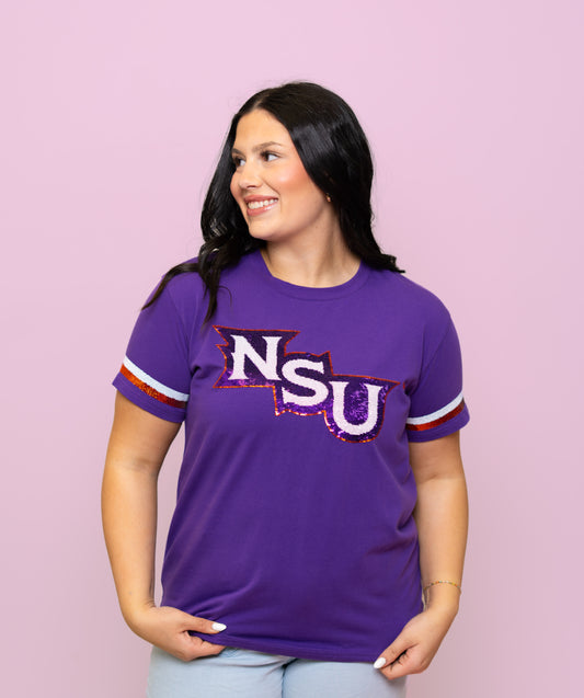 Northwestern State University (Licensed) | Women's Sequin Design Tee (Purple)
