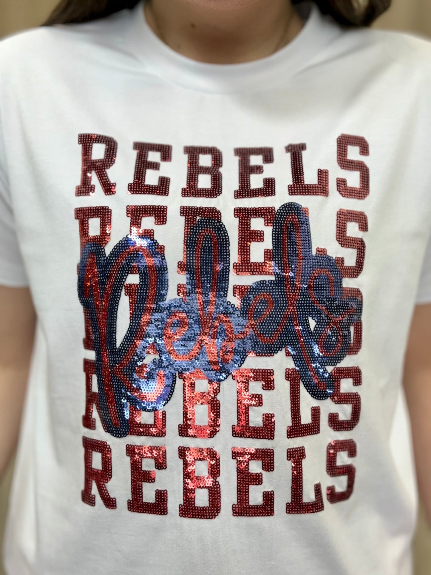 Rebels | Women's Sequin Design Tee (White)
