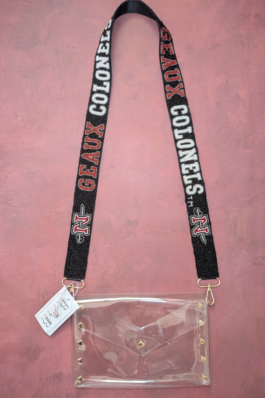 Wholesale | Nicholls Geaux Colonels (Licensed) | Custom Beaded Purse Strap (Black)