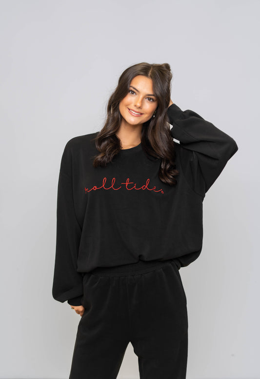 Wholesale | Alabama Roll Tide (Licensed) | Women's Buttery Soft Pullover (Black)