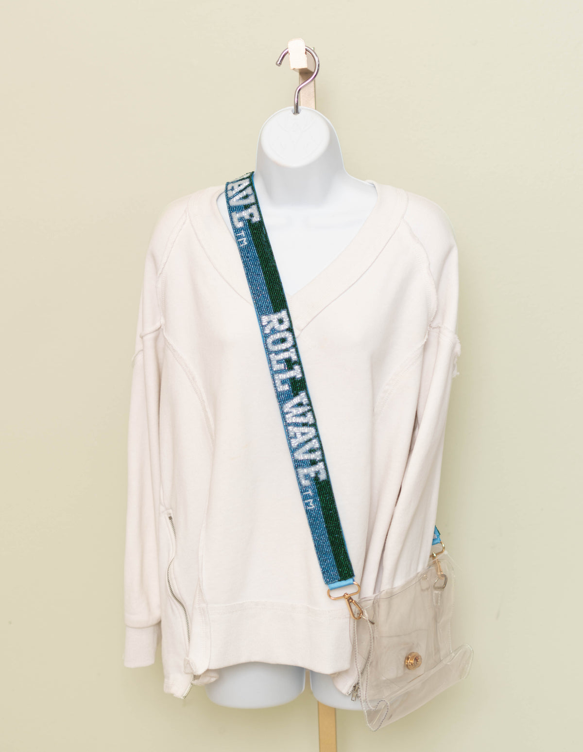 Tulane Roll Wave (Licensed) | Custom Beaded Purse Strap