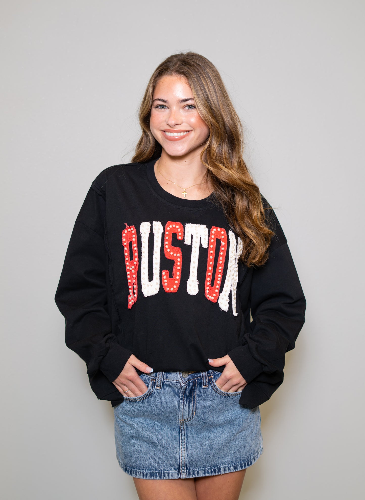 **PRE-ORDER ONLY** Ruston | Women's Distressed Embroidery Pullover (Black)