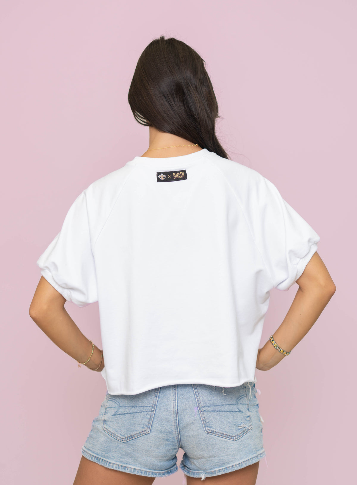 New Orleans Saints (Licensed) | Game Day Fleur De Lis | Women's Embroidered Top (White)