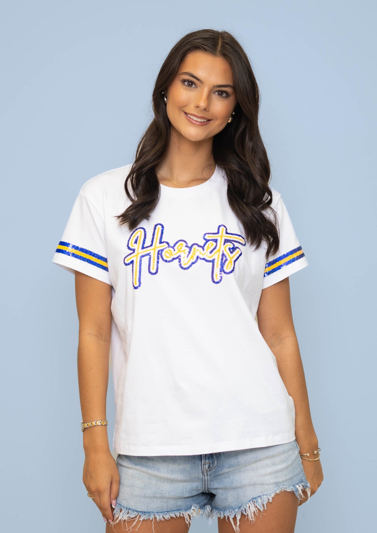 SAS Hornets | Women's Sequin Design Jersey Tee (White)
