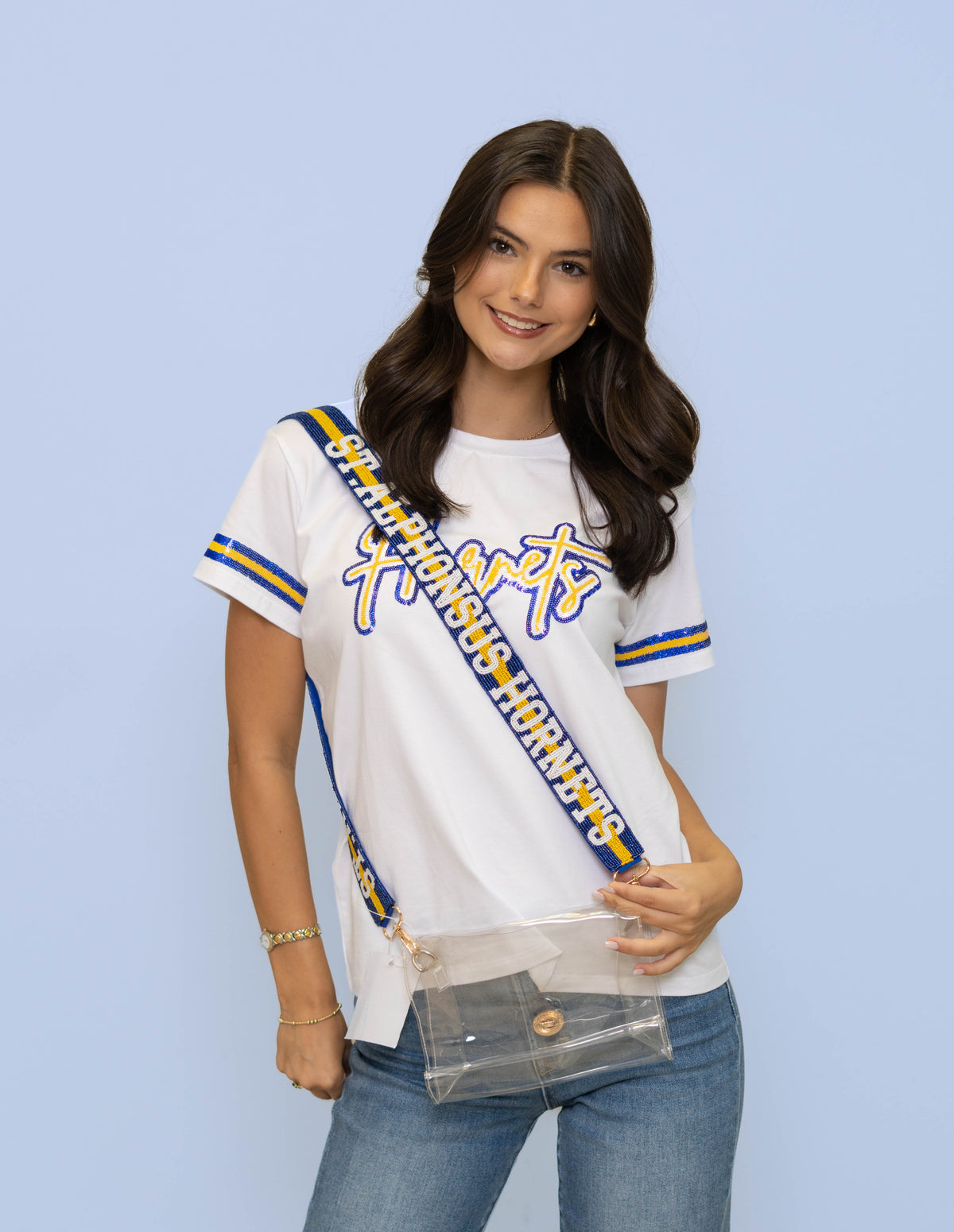 St. Alphonsus Hornets | Custom Beaded Purse Strap (Blue)