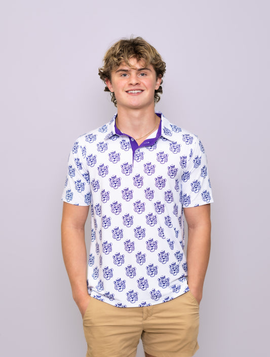 **PRE-ORDER ONLY** Wholesale | LSU Scattered Vintage Tiger (Licensed) | Men's Polo (White)