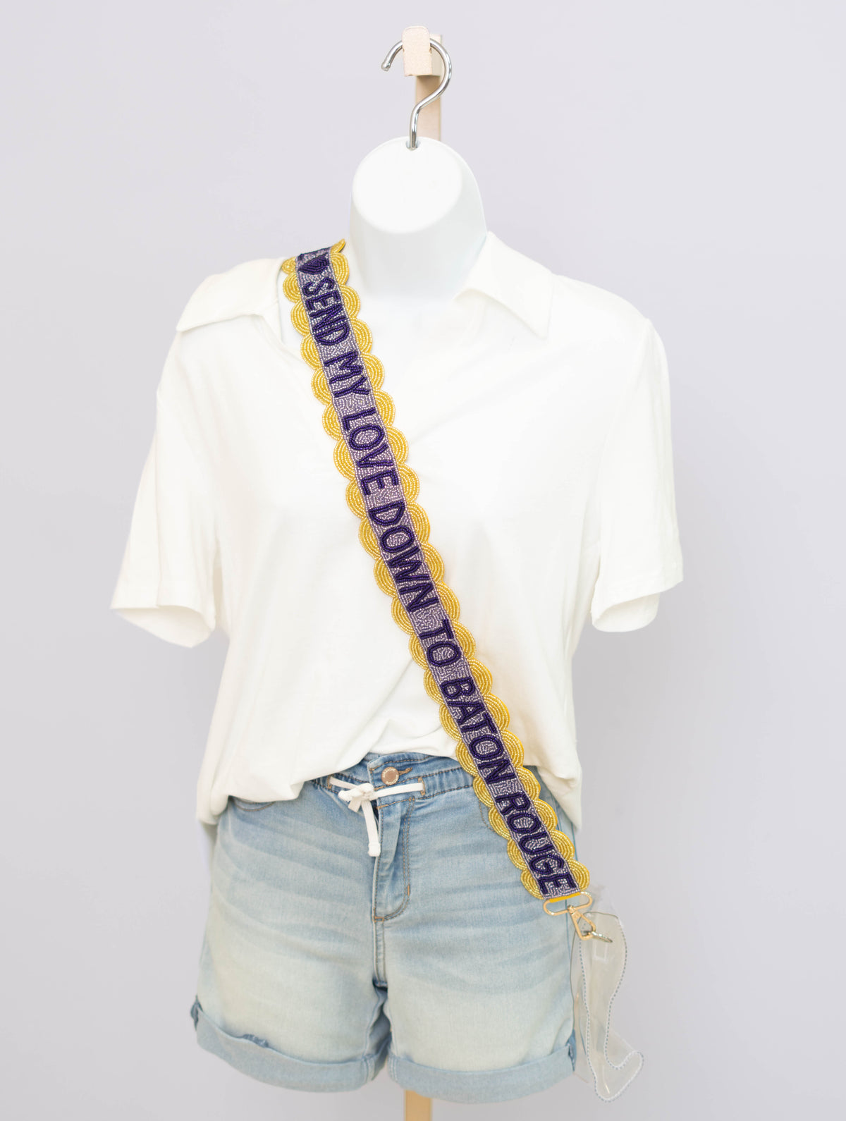 Send My Love Down To Baton Rouge | Scalloped Beaded Purse Strap (Gold Scallops)