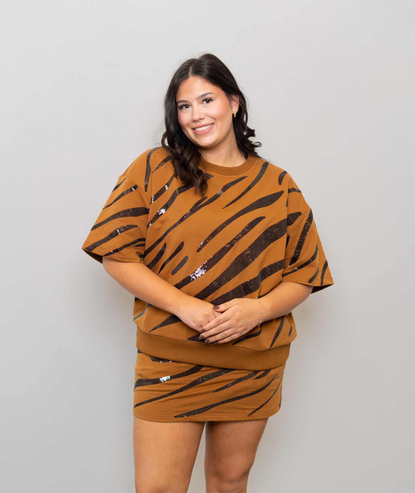 Tiger Stripe | Women's 2 Piece Sequin Set (Brown)