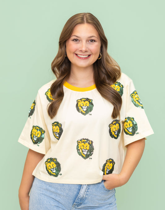 **PRE-ORDER ONLY** | Wholesale | Southeastern Lions (Licensed) | Women's Oversized Scattered Crop (Cream)