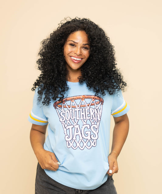 **PRE-ORDER ONLY** Wholesale | Southern University Jags Basketball Net (Licensed) | Women's Sequin Design (Blue)