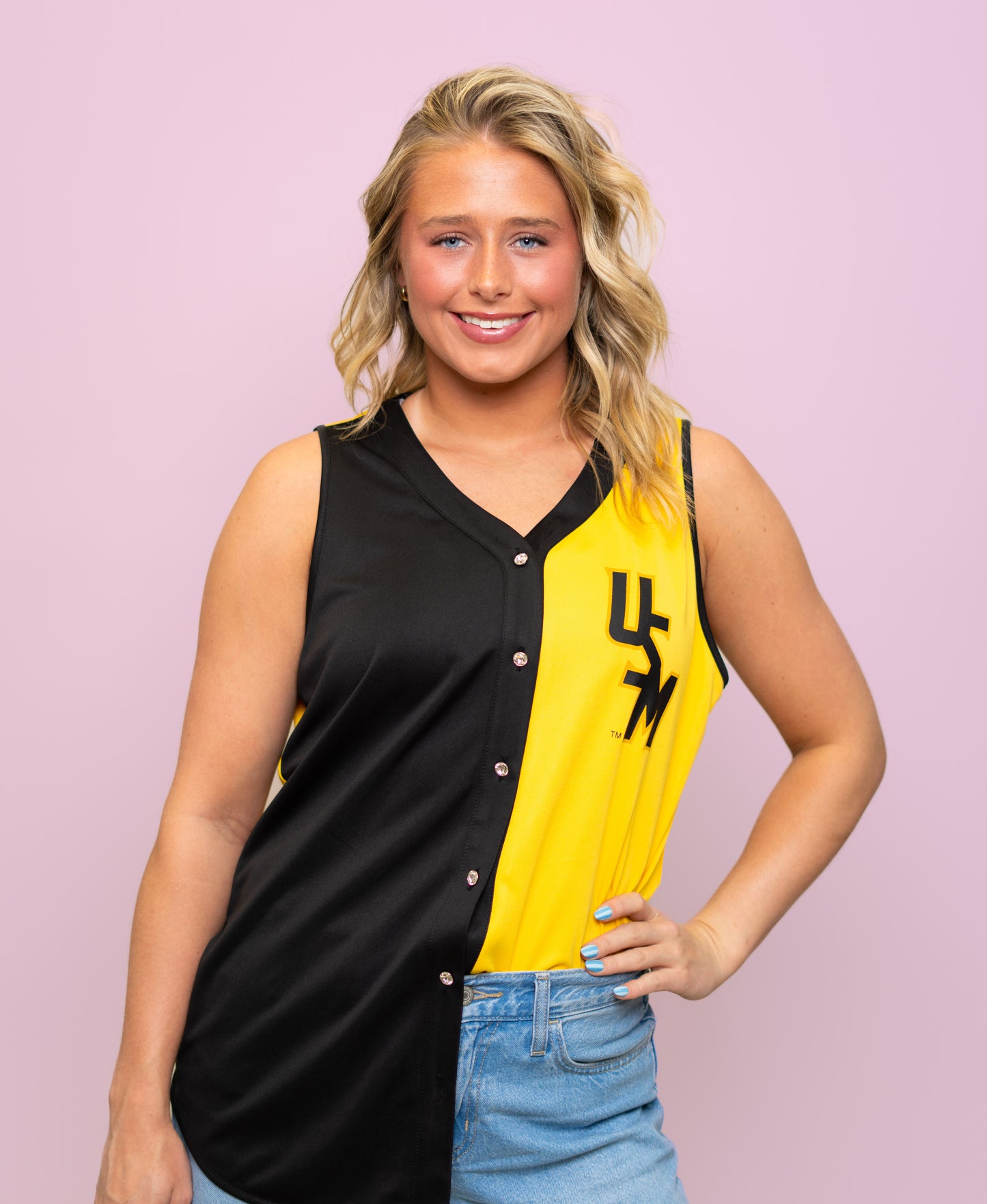 University of Southern Mississippi (Licensed) | 2-Tone Baseball Jersey Tank (Black and Gold)