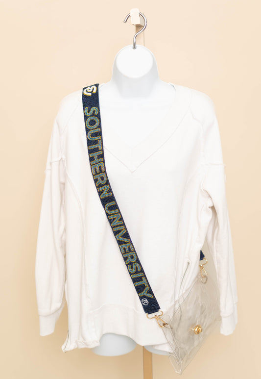 Southern University Jaguars (Licensed) | Custom Beaded Purse Strap (Navy)