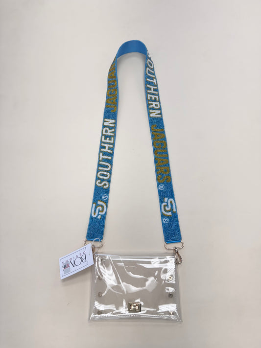 Wholesale | Southern University Jaguars (Licensed) | Custom Beaded Purse Strap (Blue)