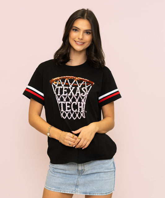 **PRE-ORDER ONLY** Wholesale | Texas Tech Basketball Net (Licensed) | Women's Sequin Design (Black)