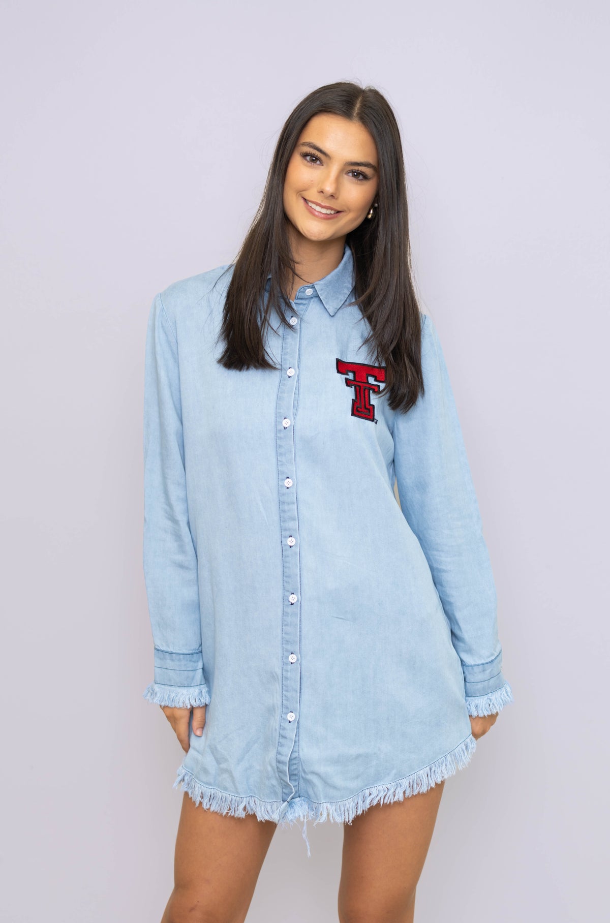 **PRE-ORDER ONLY** Wholesale | Texas Tech (LICENSED) Women's Embroidery Design Dress (Denim)