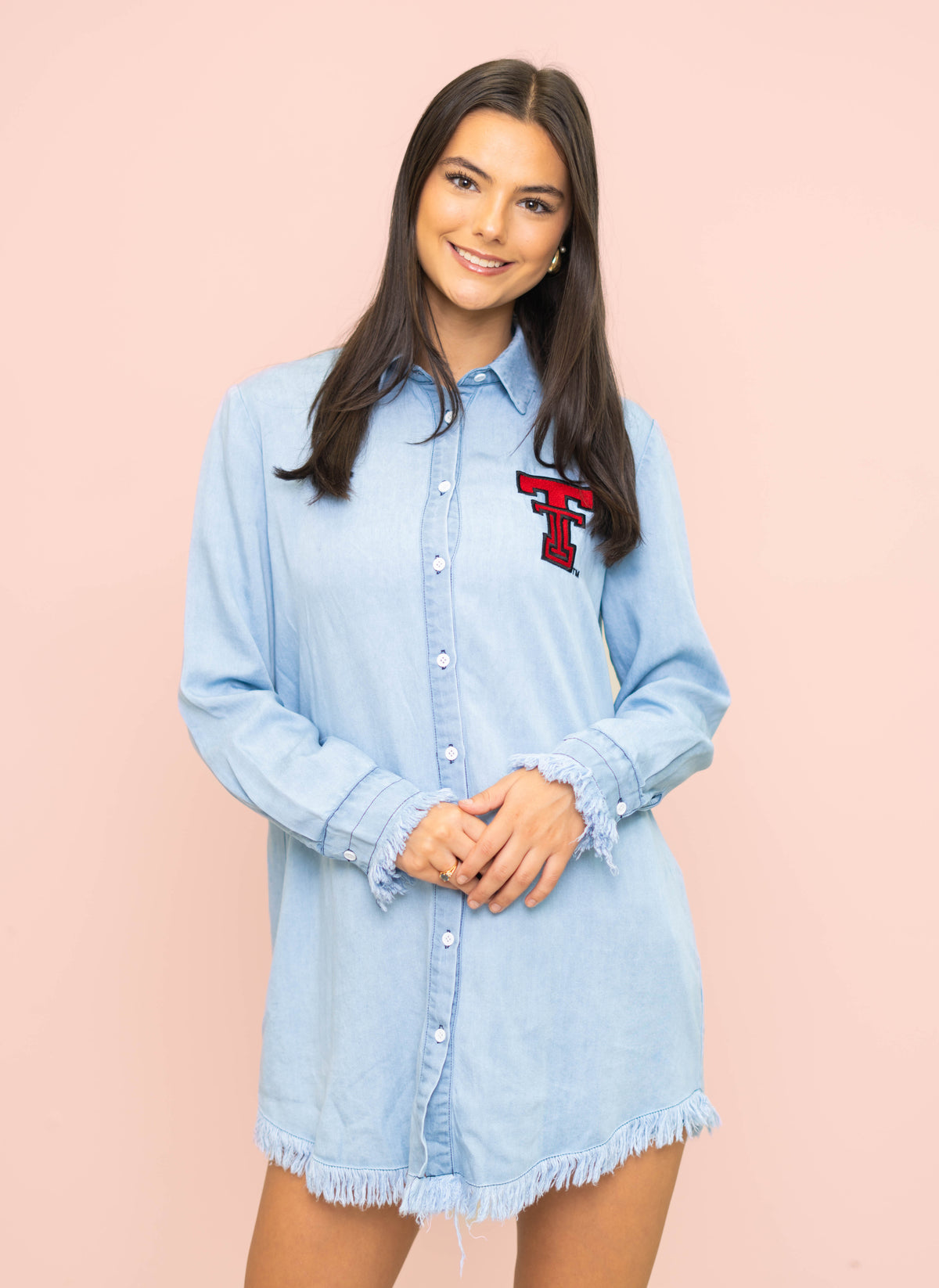 **PRE-ORDER ONLY** Wholesale | Texas Tech (LICENSED) Women's Embroidery Design Dress (Denim)
