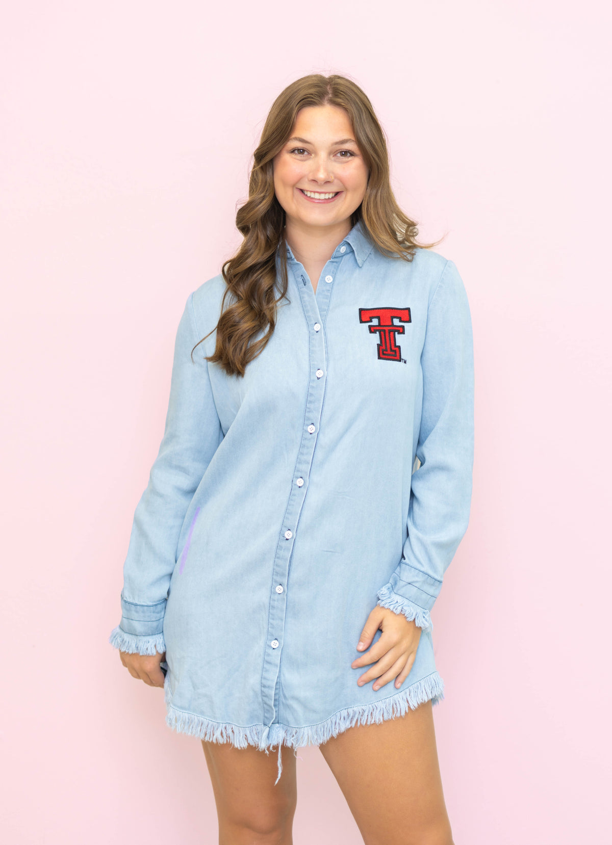 **PRE-ORDER ONLY** Wholesale | Texas Tech (LICENSED) Women's Embroidery Design Dress (Denim)