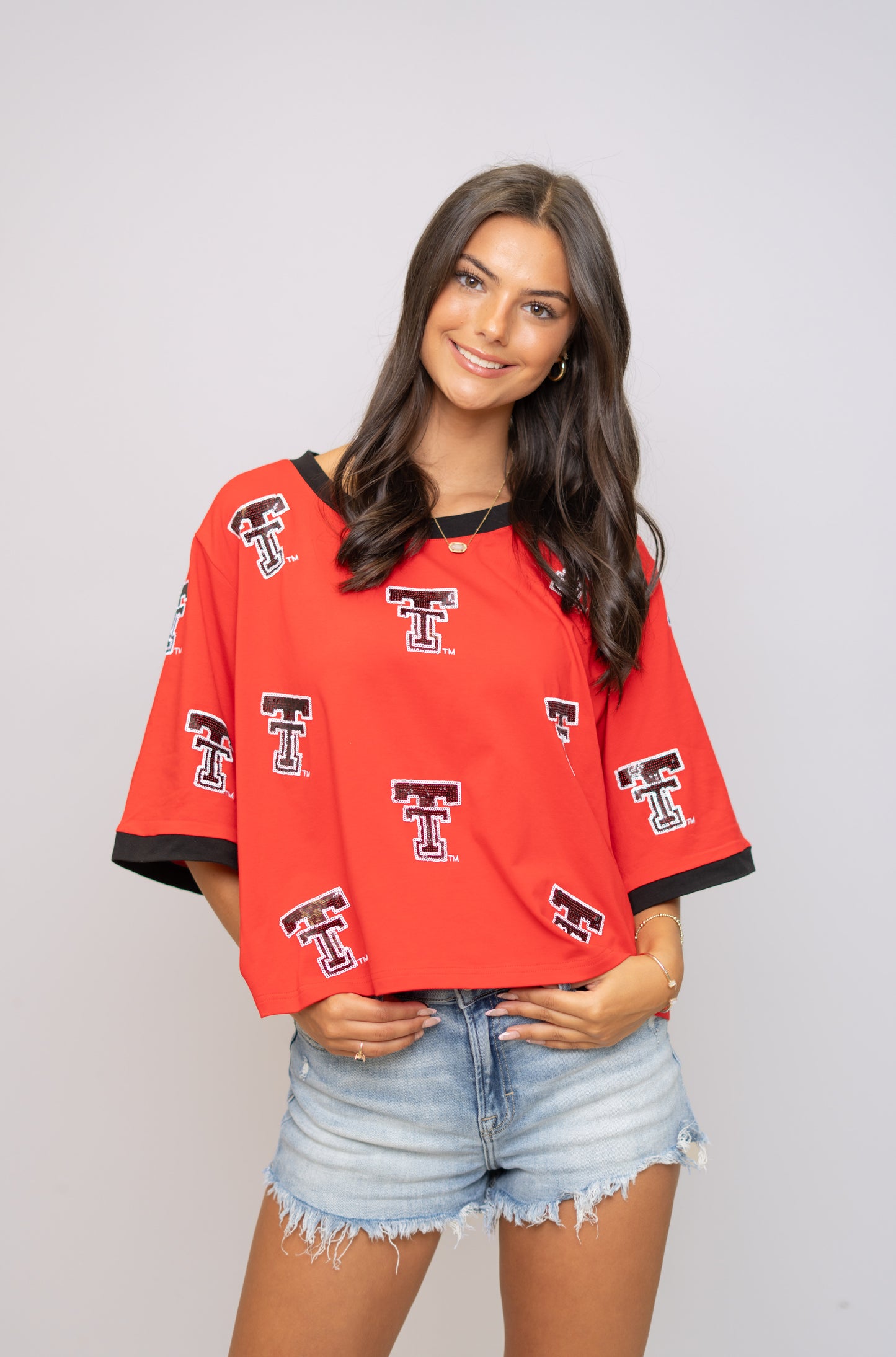 **PRE-ORDER ONLY** Wholesale | Texas Tech (Licensed) | Women's Oversized Scattered Crop (Red)