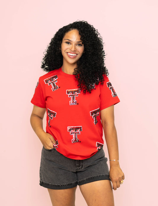 Wholesale | Scattered Texas Tech University (LICENSED) | Women's Sequin (Red)